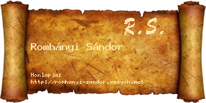 Romhányi Sándor névjegykártya